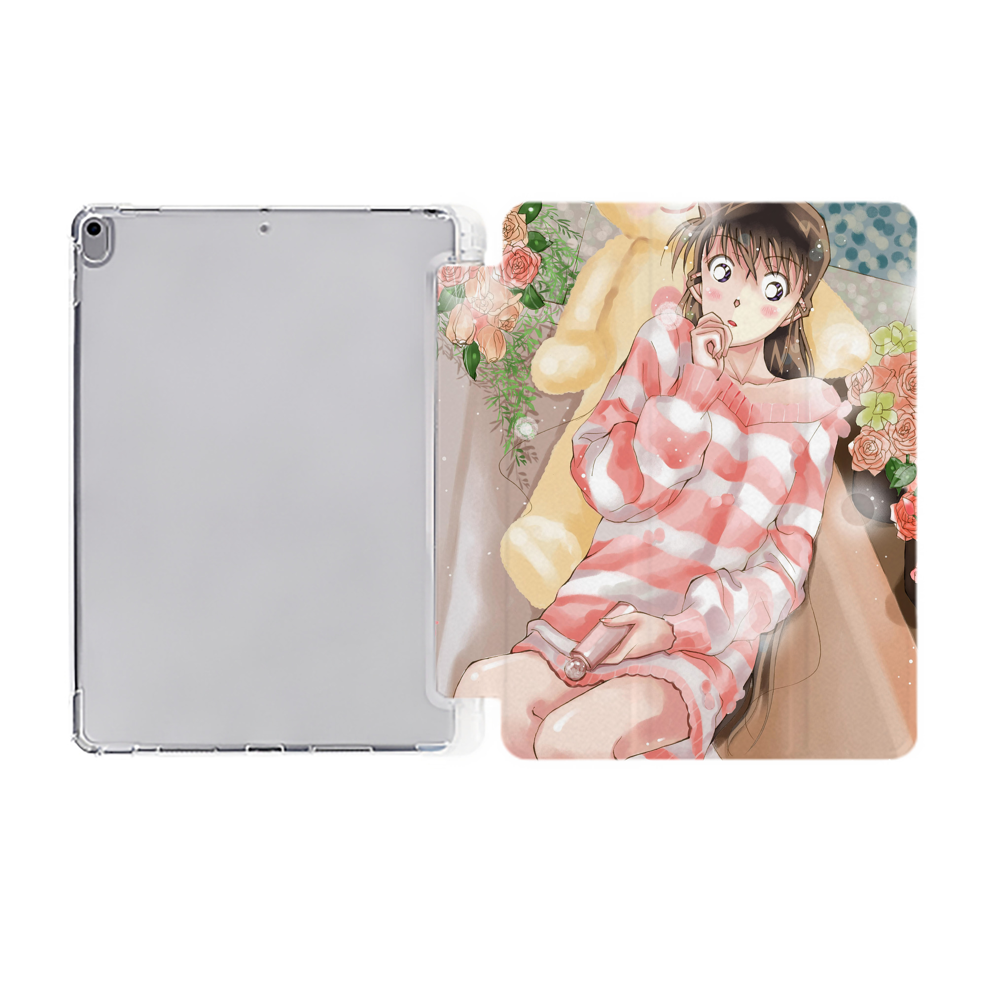 （画像用） 名探偵コナン Detective Conan IPad ケース ペン収納付き 三つ折りスタンド PUレザー×シリコン 対応機種9.5/10.5/10.9インチ